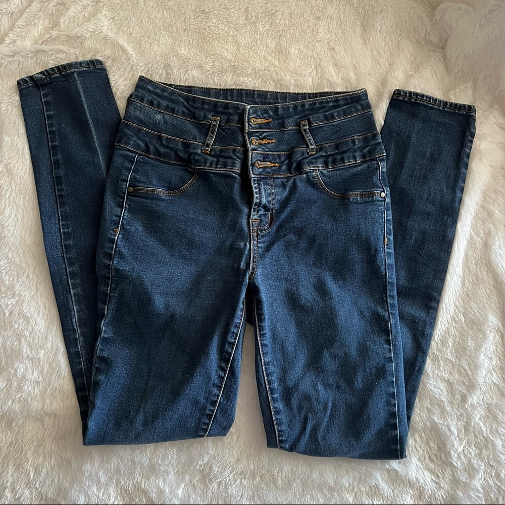 Dark Blue High Waisted Skinny Jeans